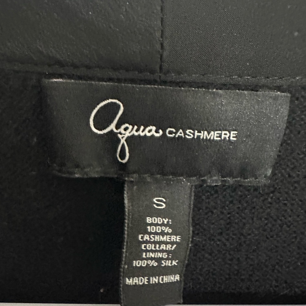 Aqua Cashmere Silk-Trim Blazer Cardigan Black S - Picture 2 of 4